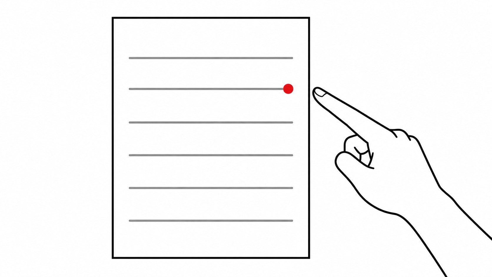 見積書の項目を1つずつ指さして確認している手元の線画