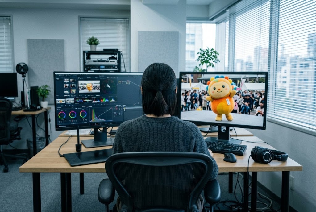 編集室でのカラーグレーディング